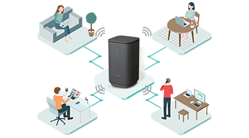 home 5G ホームルーター最大65台同時接続！